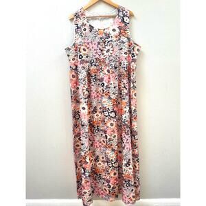 NEW Retro Floral Print Lightweight Sleeveless Scoop Neck Maxi Dress, Women's XXL
